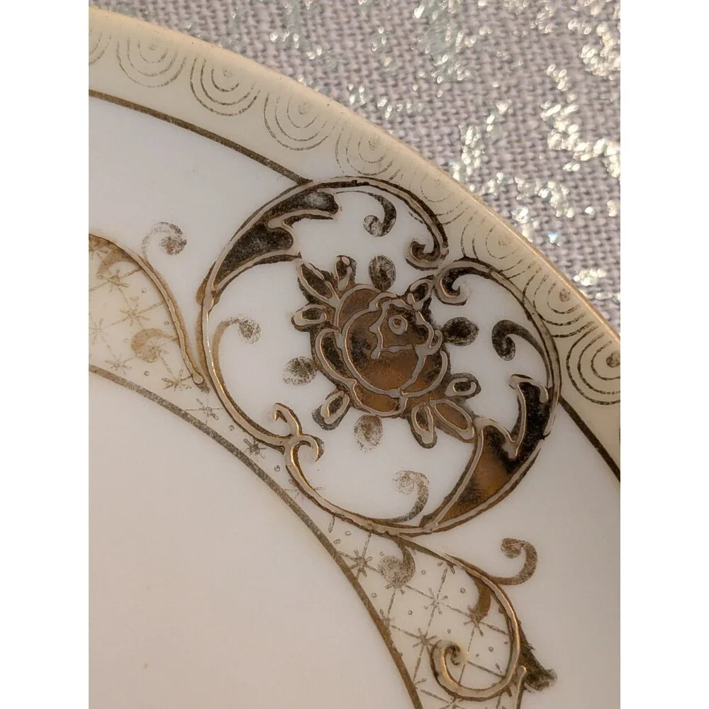 Noritake M Vtg Bone China Lemon Handled Plate Server Flowers Gold Trim Grandma